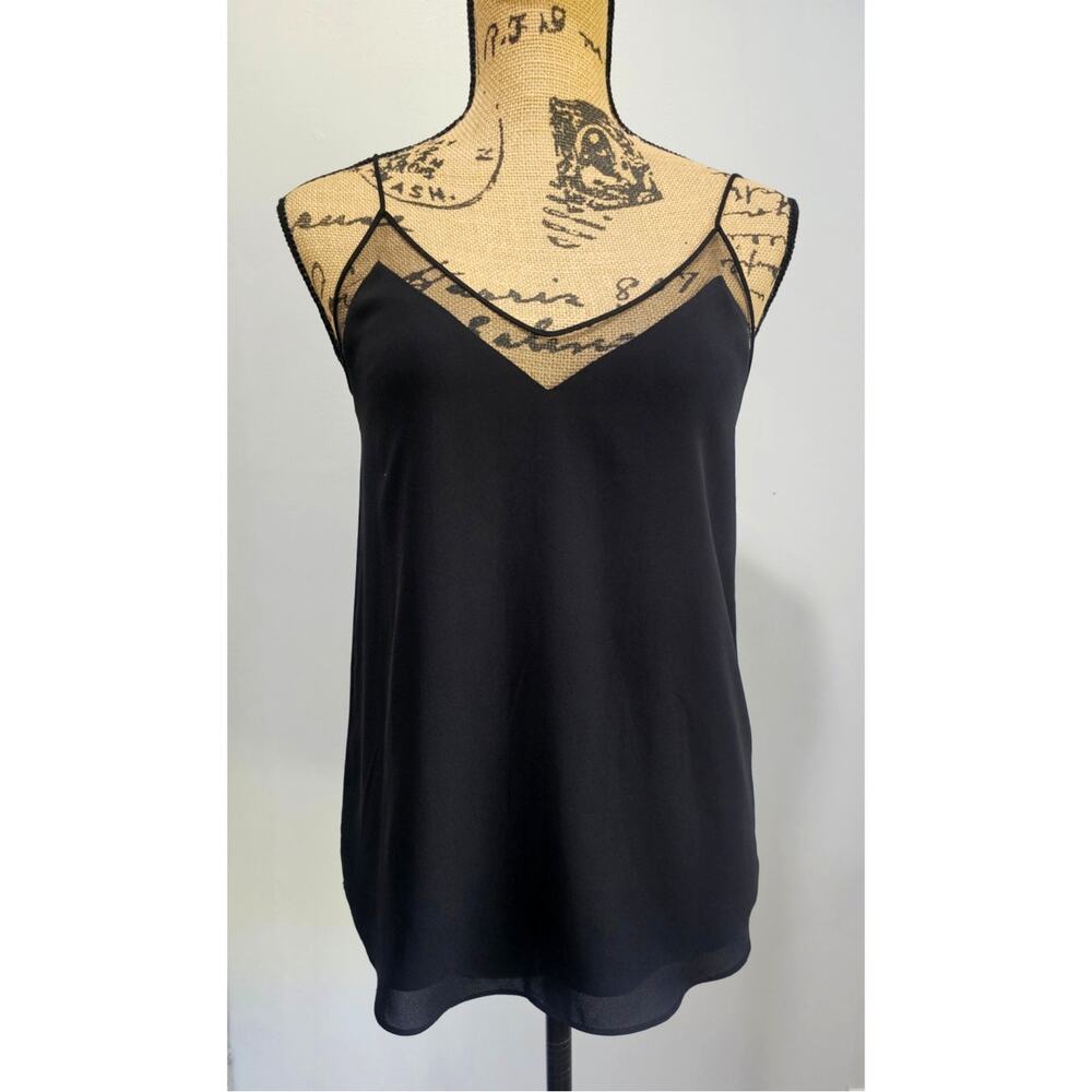 Aritzia Babaton Sexy Camisole Galen Mesh V Neck Black Adjustable Straps Sz XS